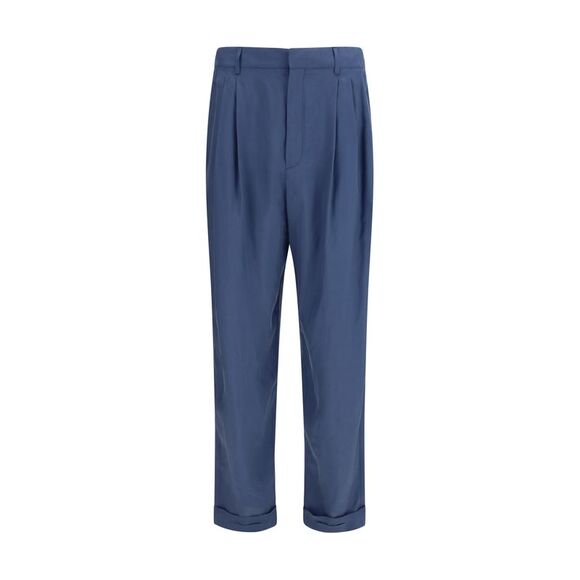 Saint Laurent Men Tailored Pants With Habutai Silk Belt